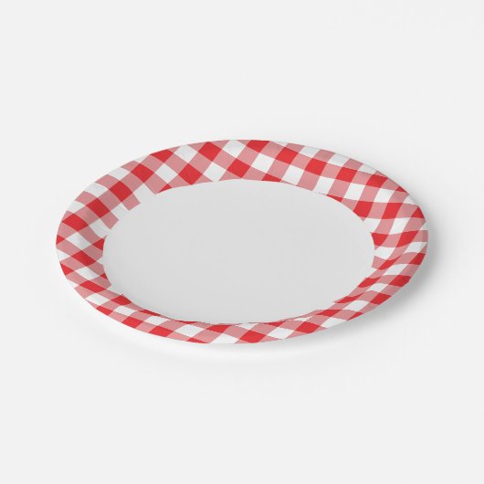 Assiettes En Carton En vichy rouge (Angle)