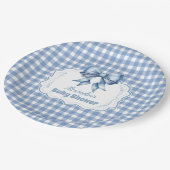 Assiettes En Carton En vichy ruban bleu mou (Angle)