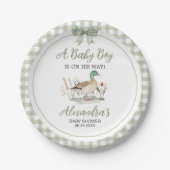 Assiettes En Carton en vichy Sage Green Mallard Duck Baby shower (Devant)