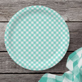 Assiettes En Carton En vichy turquoise Pastel Mint