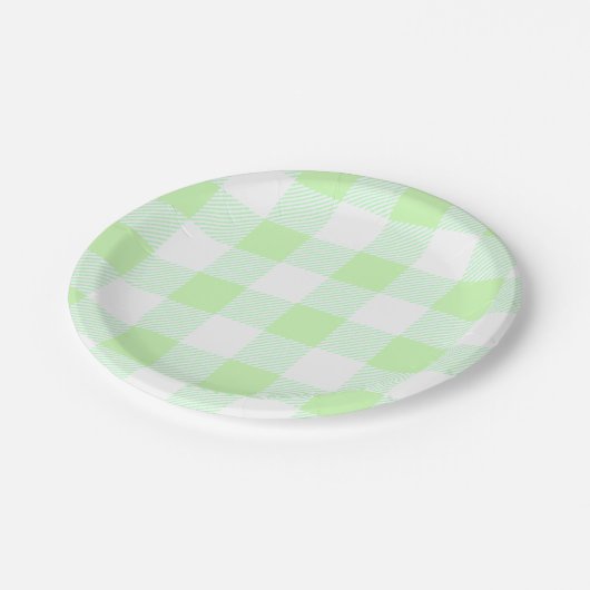 Assiettes En Carton en vichy vert clair (Angle)