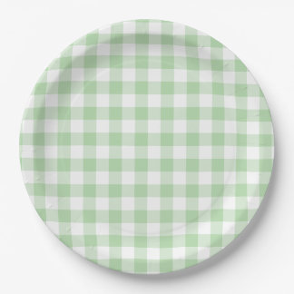 Assiettes En Carton En vichy vert pâle
