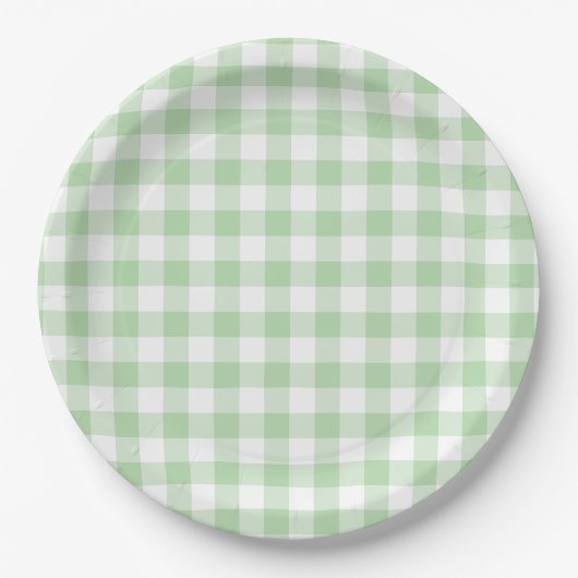 Assiettes En Carton En vichy vert pâle (Devant)