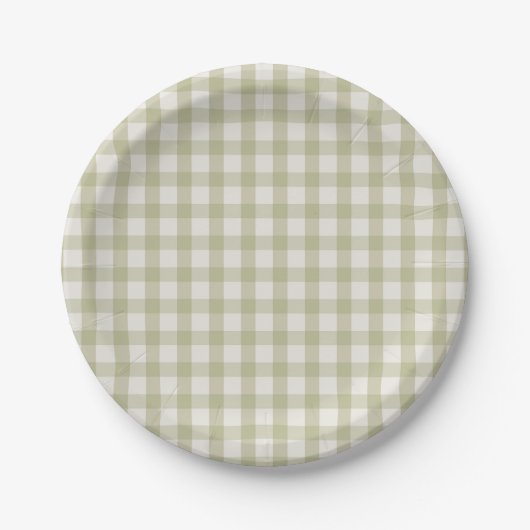 Assiettes En Carton En vichy Vert simple taille (Devant)
