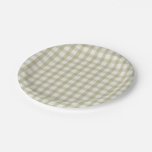 Assiettes En Carton En vichy Vert simple taille (Angle)