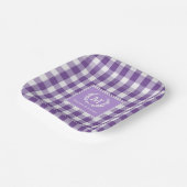 Assiettes En Carton En vichy violet Monogram Crest Custom (Angulaire)