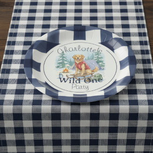 Assiettes En Carton en vichy Wild One Golden Retriever 1er anniversair
