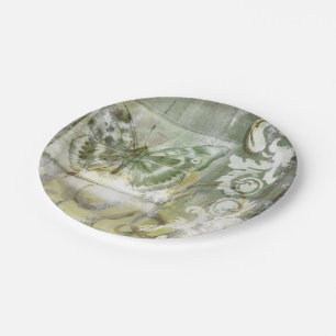 Assiettes En Carton Encart vert de papillon avec la porte de