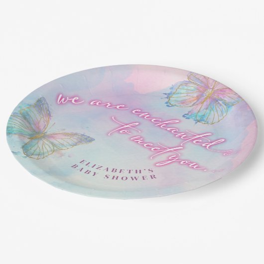 Assiettes En Carton Enchanté de rêve pour vous rencontrer Baby shower  (Angle)