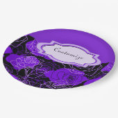 Assiettes En Carton Enchantement Plaques en papier Rose fleuri violet (Angle)