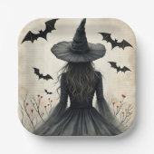 Assiettes En Carton Enchanter Halloween sorcière (Recto)