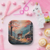 Assiettes En Carton Enchanter la conception de la forêt de cerfs d'aut (Fête)