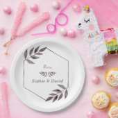 Assiettes En Carton Encre aquarelle minimaliste feuillage diamant (Fête)