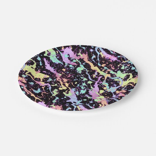 Assiettes En Carton encre arc-en-ciel extrême : (Angle)