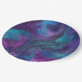 Assiettes En Carton Encre cosmique | Turquoise bleu violet Galaxie Neb (Angle)