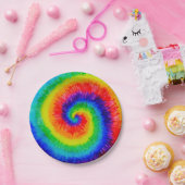 Assiettes En Carton Encre d'alcool à Cravate arc-en-ciel (Fête)