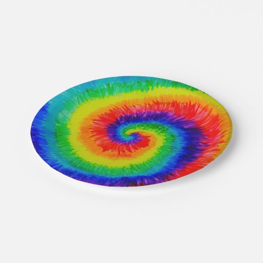 Assiettes En Carton Encre d'alcool à Cravate arc-en-ciel (Angle)