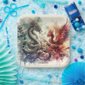 Assiettes En Carton Encre Imaginaire Dragon Phénix (Fête)