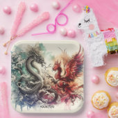 Assiettes En Carton Encre Imaginaire Dragon Phénix (Fête)