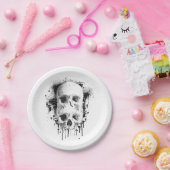 Assiettes En Carton Encre noire Skull Drip Graphique de fête (Fête)