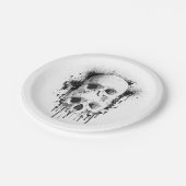 Assiettes En Carton Encre noire Skull Drip Graphique Fête (Angle)