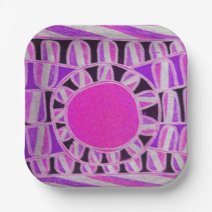 Assiettes En Carton ÉNERGIE SOLAIRE DU SOLEIL Rose Violet Blanc Noir