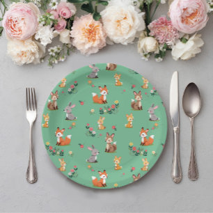 Assiettes En Carton Enfant animal de bois mignon anniversaire