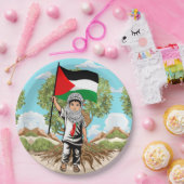 Assiettes En Carton Enfant avec Keffiyeh Palestine Drapeau et olivier (Fête)