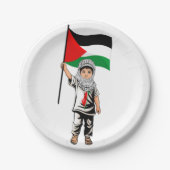 Assiettes En Carton Enfant avec le drapeau de Keffiyeh Palestine (Devant)