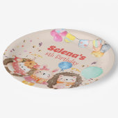 Assiettes En Carton Enfant d'animaux de la forêt d'aquarelle (Angle)