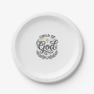 Assiettes En Carton Enfant de Dieu Design de T-Shirt Gravure Vintage_1