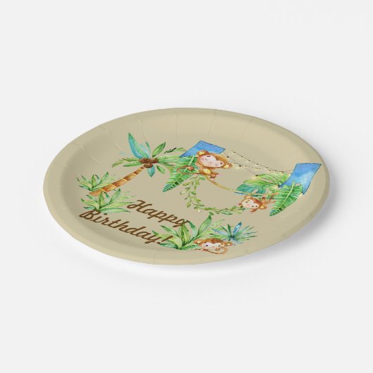 Assiettes En Carton Enfant de singe (Angle)