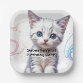 Assiettes En Carton Enfant Galaxy Blue Tinted Kitten Anniversaire, (Recto)