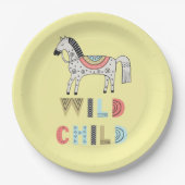 Assiettes En Carton Enfant sauvage Cheval Scandinave Pastel Jaune (Devant)