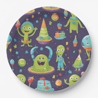 Assiettes En Carton Enfants aliens serviettes de fête d'anniversaire