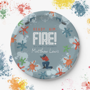 Assiettes En Carton Enfants Blue Painball Boys Anniversaire