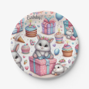 Assiettes En Carton Enfants Bunny Cadeau Anniversaire Plaques de fête