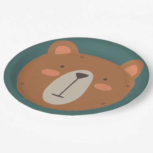 Assiettes En Carton Enfants d'anniversaire de l'ours (Angle)