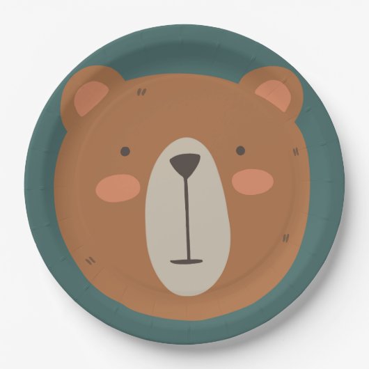 Assiettes En Carton Enfants d'anniversaire de l'ours (Devant)