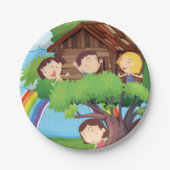 Assiettes En Carton Enfants Dans Une Cabine (Devant)