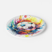 Assiettes En Carton Enfants de soccer coloré Aquarelle Anniversaire (Angle)