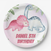 Assiettes En Carton Enfants Dinosaur 3e fête d'anniversaire (Devant)