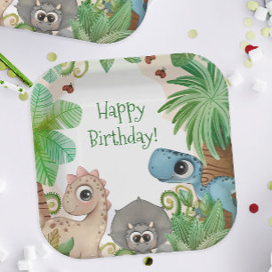 Assiettes En Carton Enfants Dinosaur Anniversaire