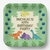 Assiettes En Carton Enfants Dinosaur fête d'anniversaire (Recto)