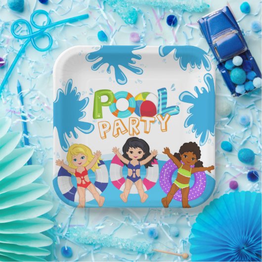 Assiettes En Carton Enfants Filles Anniversaire Pool Party (Fête)