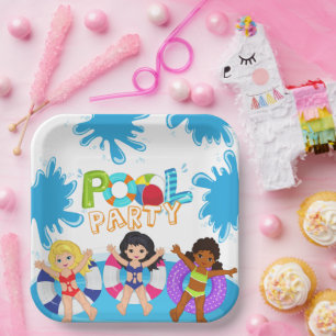 Assiettes En Carton Enfants Filles Anniversaire Pool Party