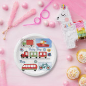 Assiettes En Carton Enfants garçon transport voiture bateau train vélo (Fête)