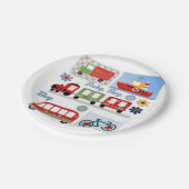 Assiettes En Carton Enfants garçon transport voiture bateau train vélo (Angle)