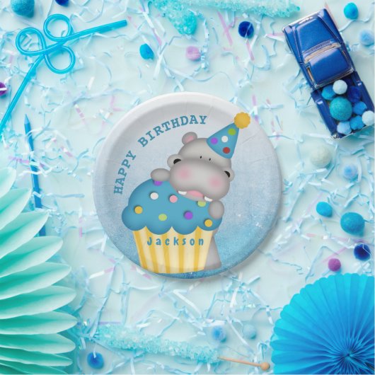 Assiettes En Carton Enfants Hippo Anniversaire Cupcake Sprinkings Pers (Fête)