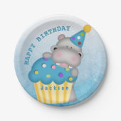 Assiettes En Carton Enfants Hippo Anniversaire Cupcake Sprinkings Pers (Devant)